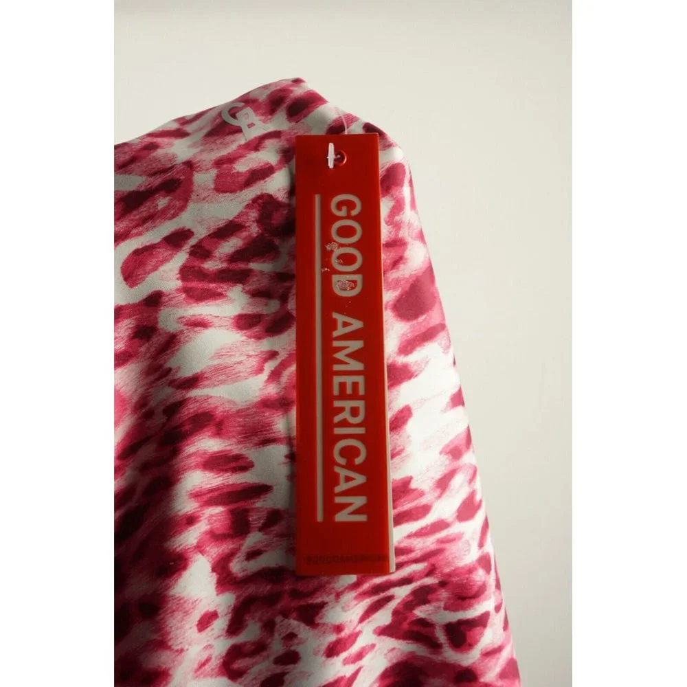 New 89$ Good American Core Power 7/8 Leggings Pink Leopard Wicking Athletic Sz 2